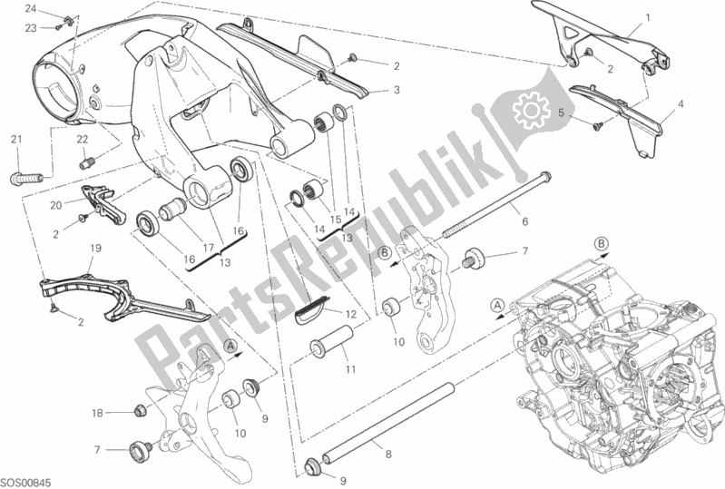 Alle onderdelen voor de Achterste Zwenkarm van de Ducati Supersport S Brasil 937 2020